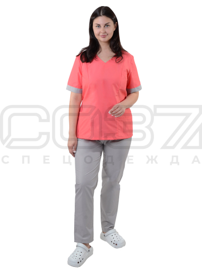Костюм повара женский АР52 цв.коралсерый тк.тиси (2)