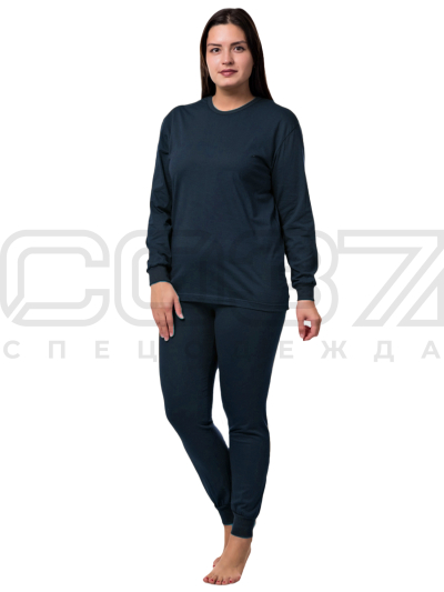 Бельё нательное женское утеплённое цв.т.синий тк.100% хлопок 1